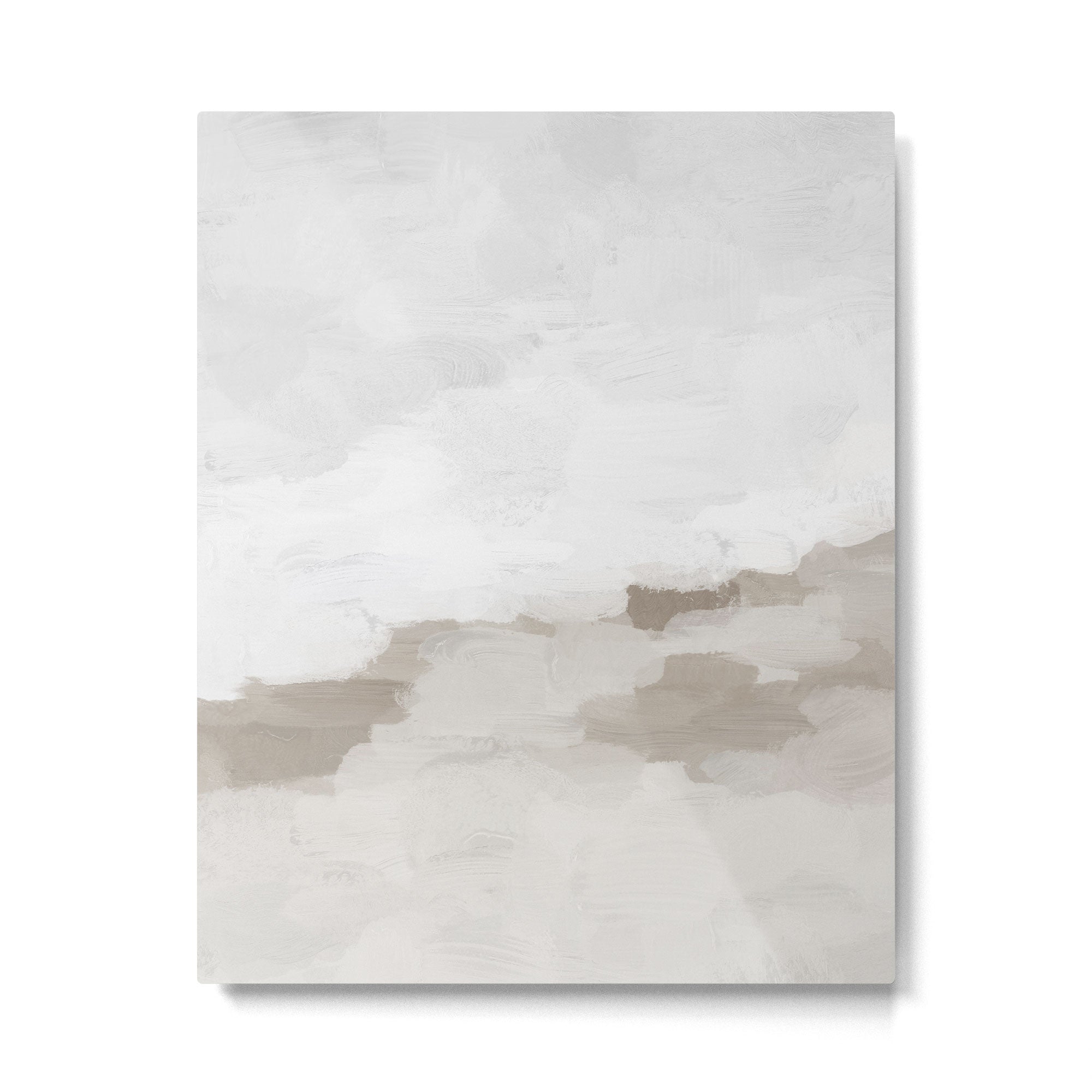 Sands of Time I - Gray Clouds Beige Sandy Desert Dunes Desolate Abstract Nature Painting Art Print Metal Print | TeksDecor