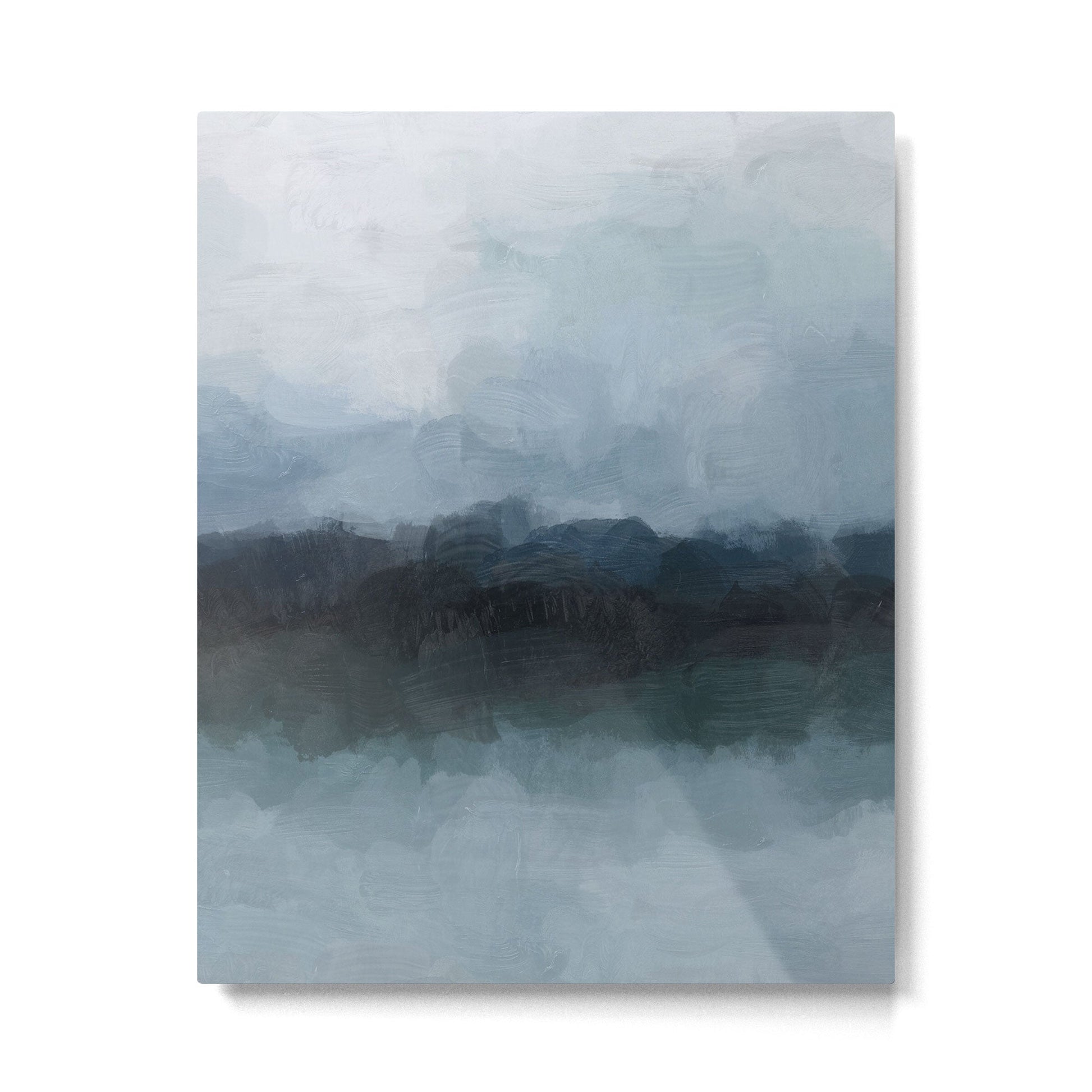 Stormy Day - Gray Navy Blue Black Abstract Nature Ocean Painting Art Print Wall Decor  Metal Print | TeksDecor