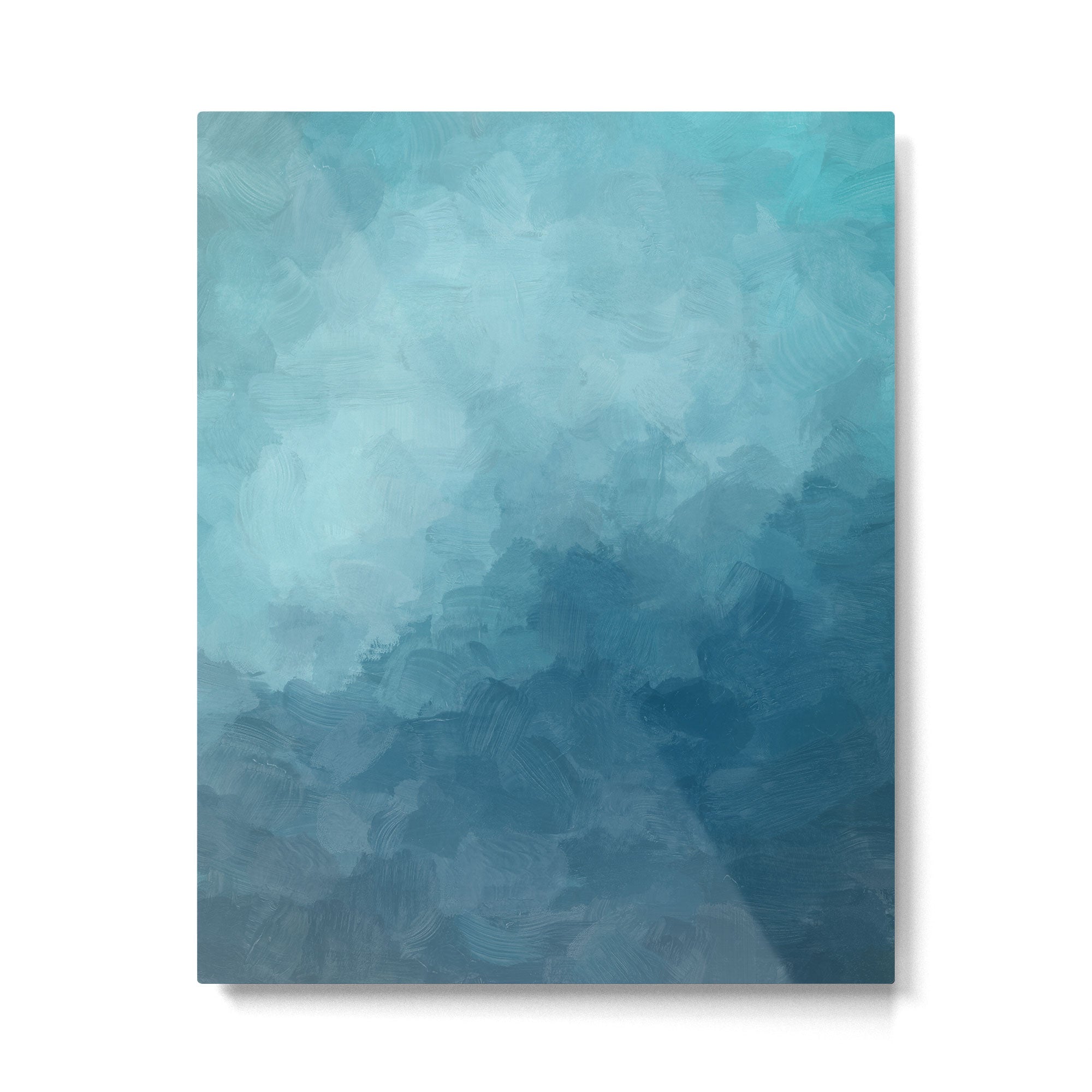 Underwater Bliss - Aqua Blue Turquoise Navy Sea Deep Ocean Minimal Abstract Nature Painting Art Metal Print | TeksDecor