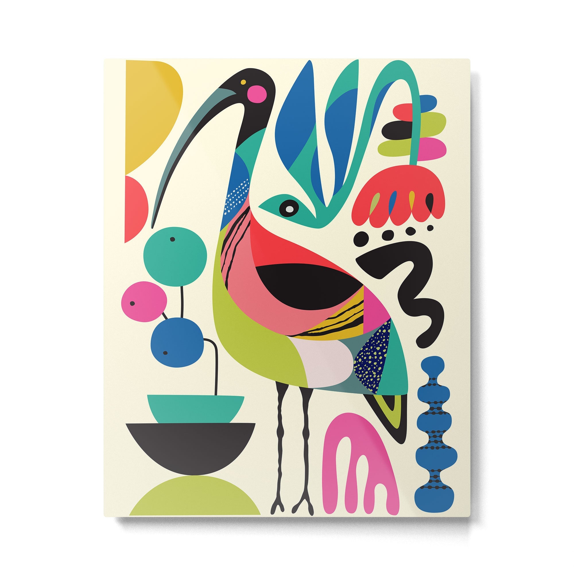Mid Century Ibis Metal Print | TeksDecor