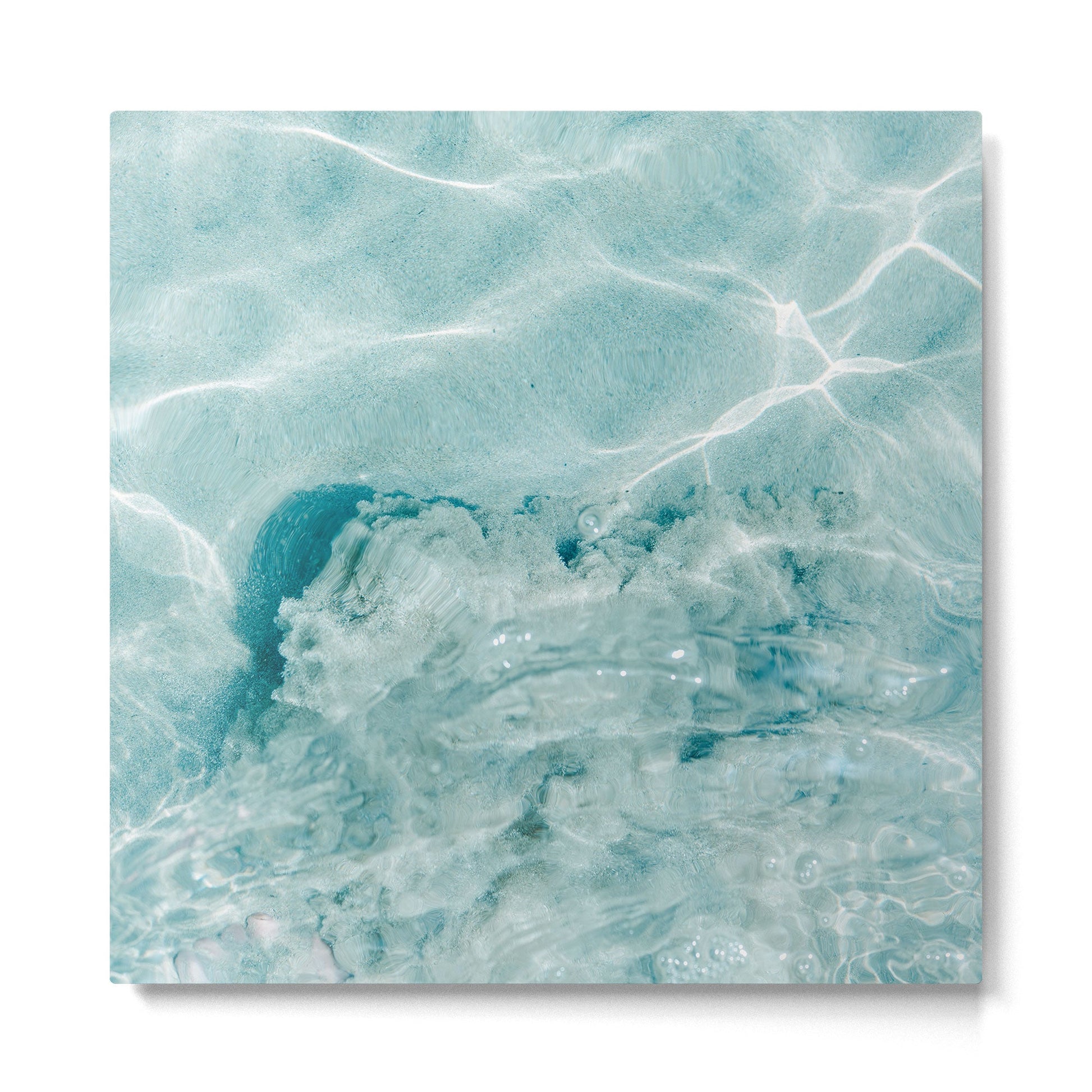 Clear blue water | Colorful ocean photography print | Turquoise sea | Square  Metal Print | TeksDecor