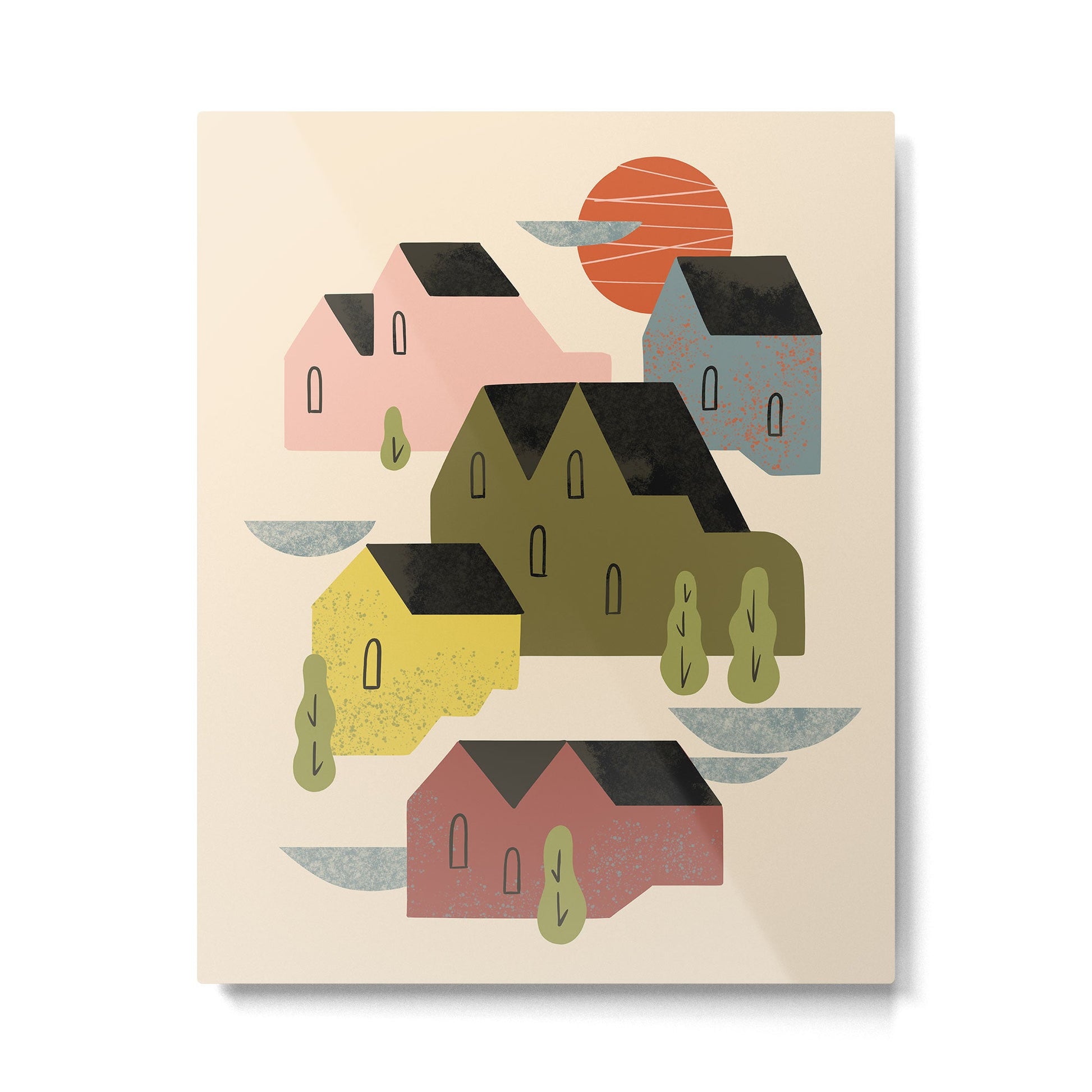 Cozy Village Metal Print | TeksDecor