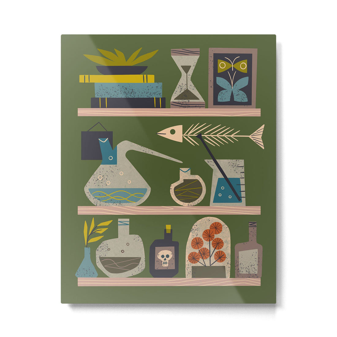 Laboratory Shelves Metal Print | TeksDecor