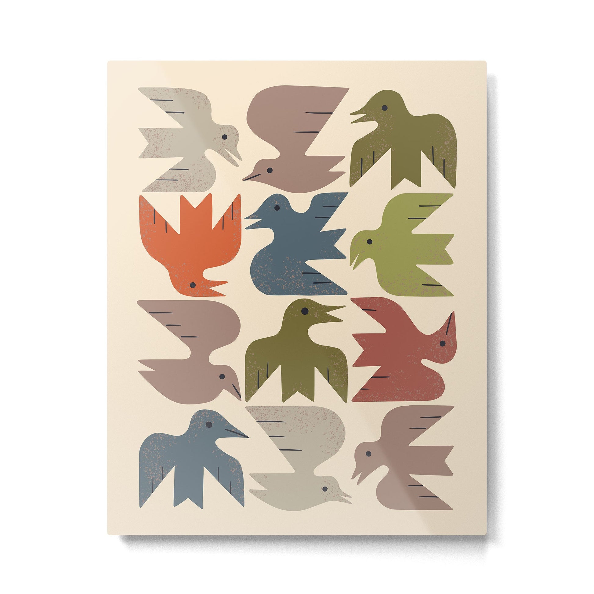 Midcentury Bird Grid Metal Print | TeksDecor