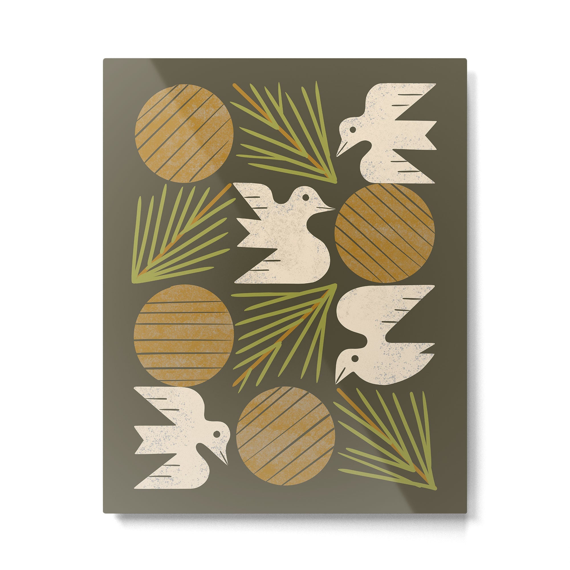 Pine Forest Doves Metal Print | TeksDecor
