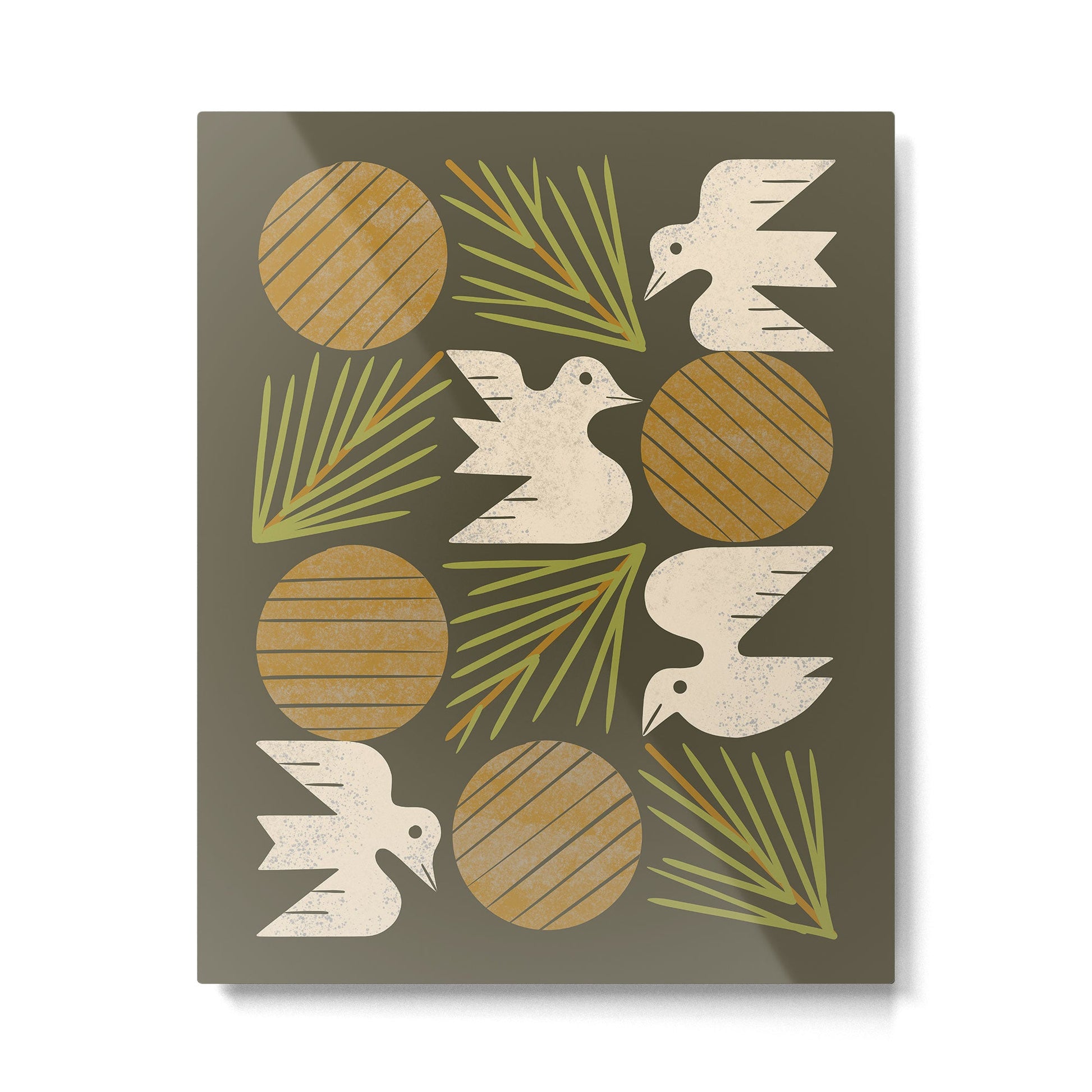 Pine Forest Doves Metal Print | TeksDecor