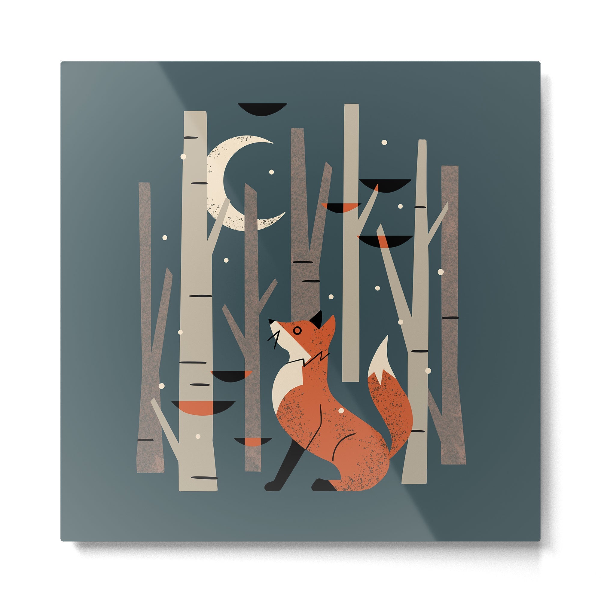 Winter Forest Fox Metal Print | TeksDecor