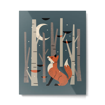 Winter Forest Fox Metal Print | TeksDecor