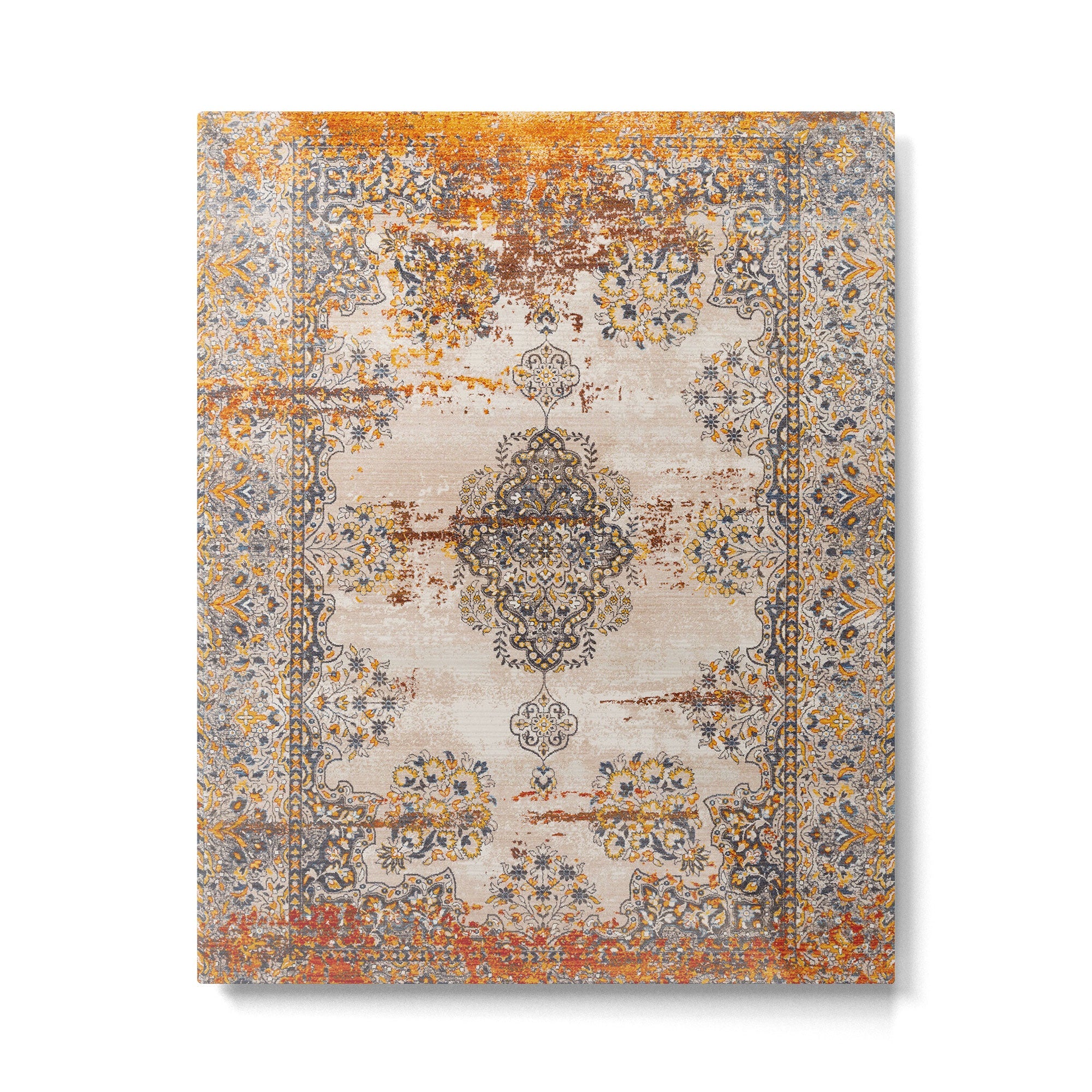 Orange Vintage Rug Design Metal Print | TeksDecor