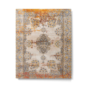 Orange Vintage Rug Design Metal Print | TeksDecor