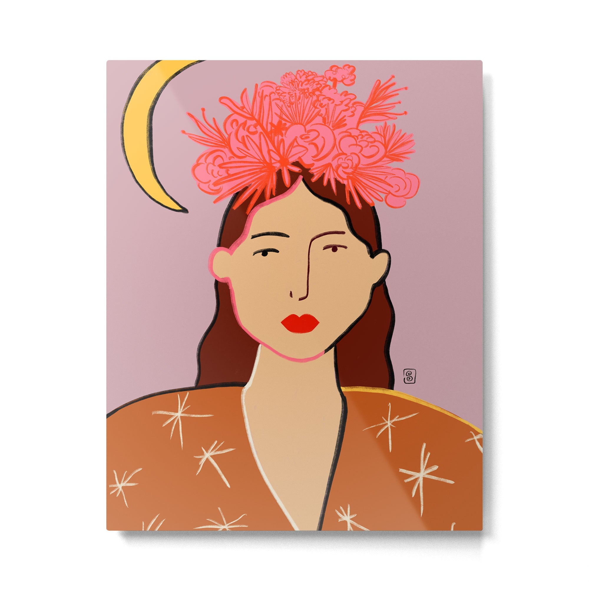 GIRL WITH FLOWER CROWN Metal Print | TeksDecor