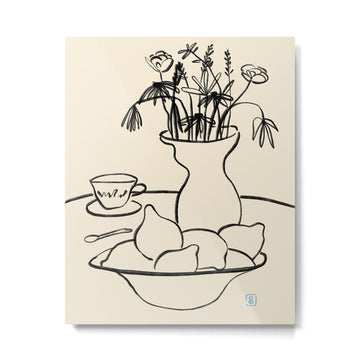 LEMONS AND FLOWERS Metal Print | TeksDecor