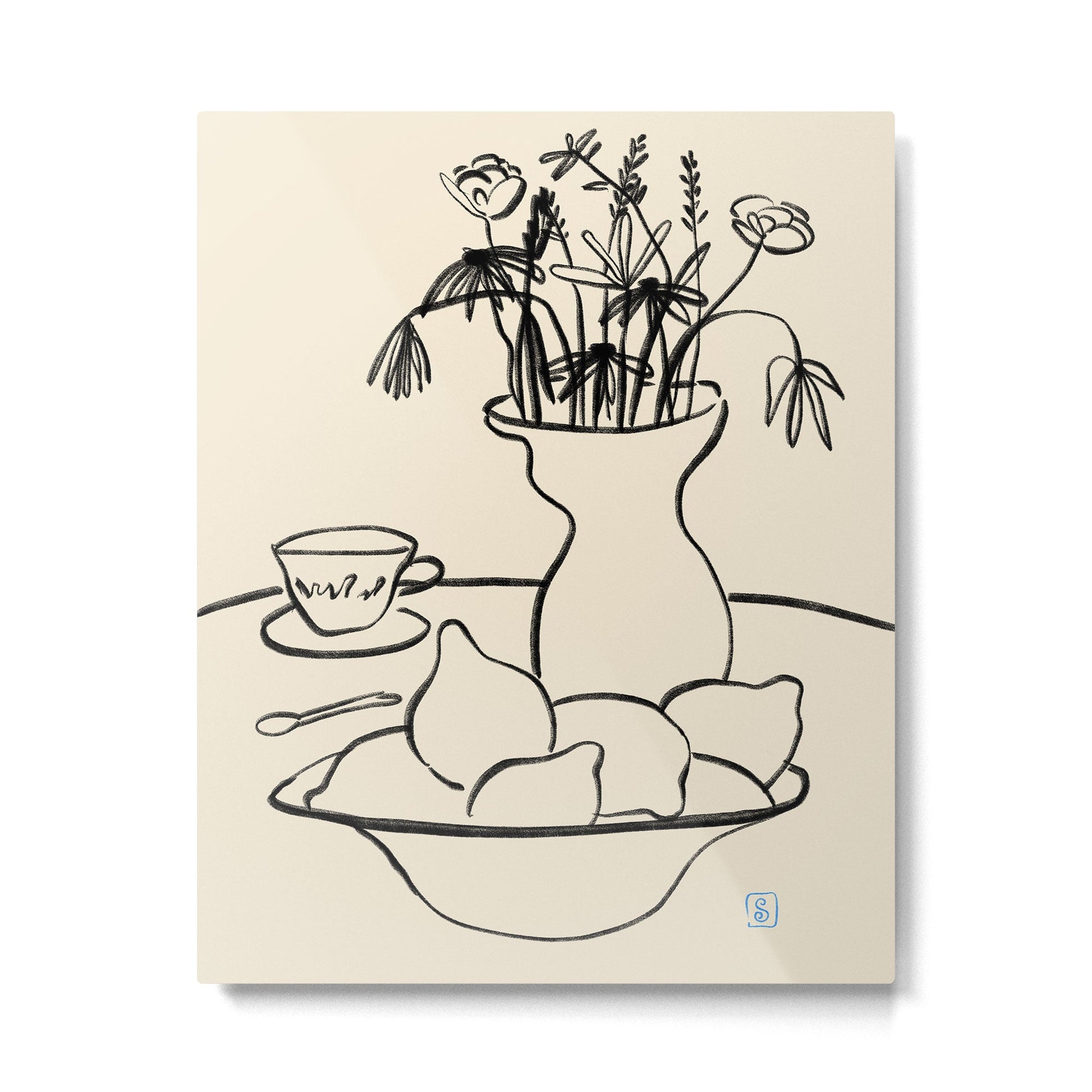 LEMONS AND FLOWERS Metal Print | TeksDecor