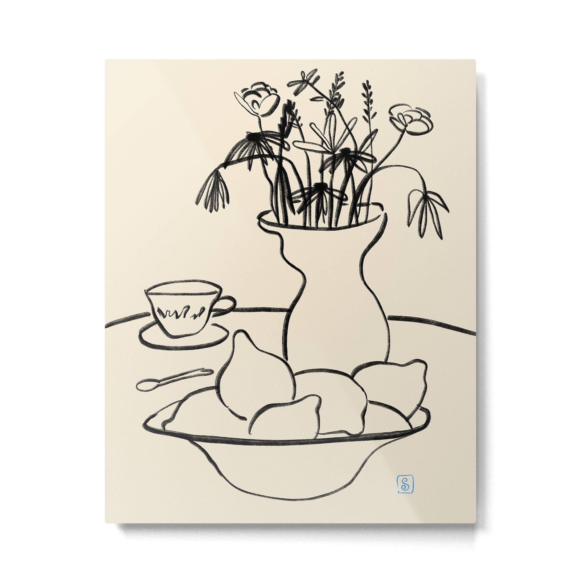 LEMONS AND FLOWERS Metal Print | TeksDecor
