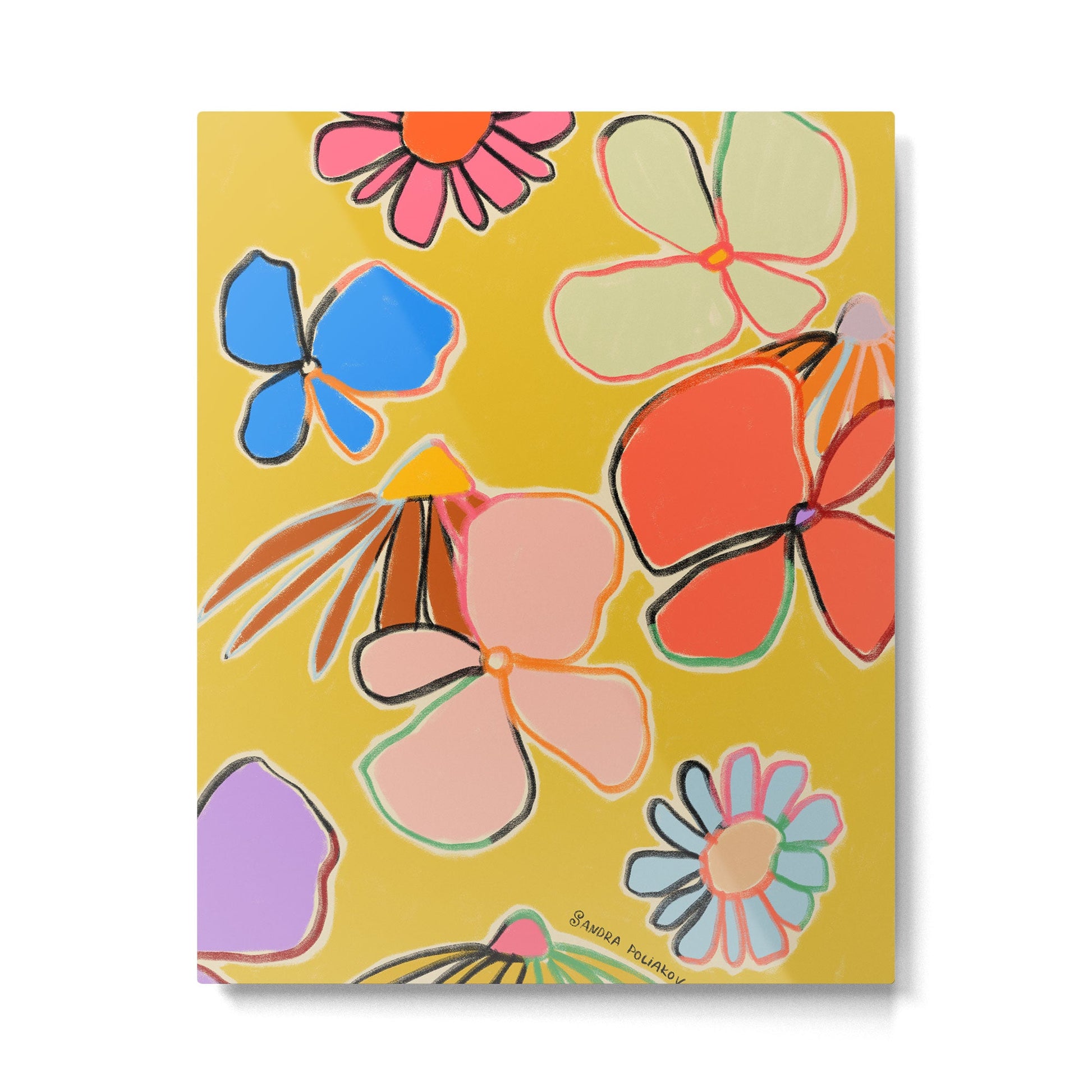 VINTAGE GARDEN YELLOW Metal Print | TeksDecor