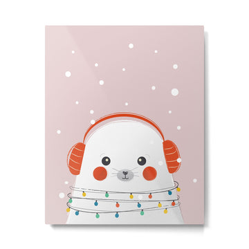 Christmas Animals - Cute Seal Metal Print | TeksDecor