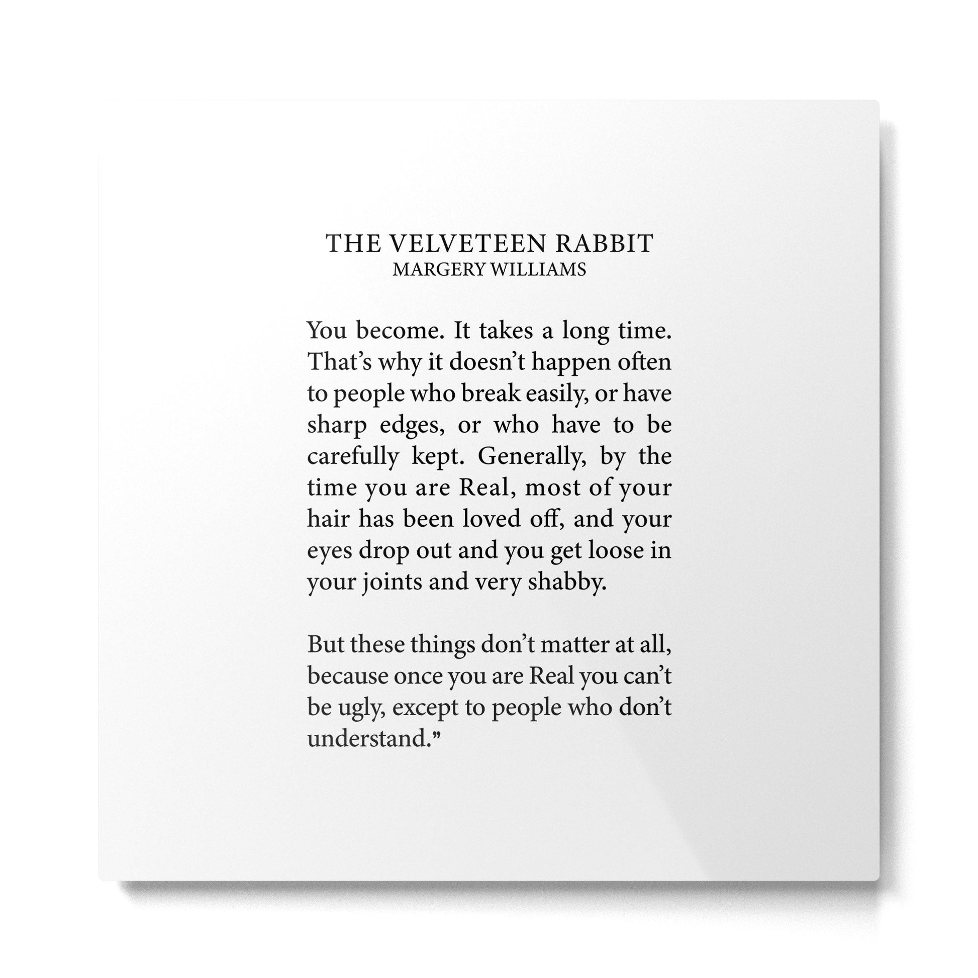 Becoming Real, Velveteen Rabbit Metal Print | TeksDecor
