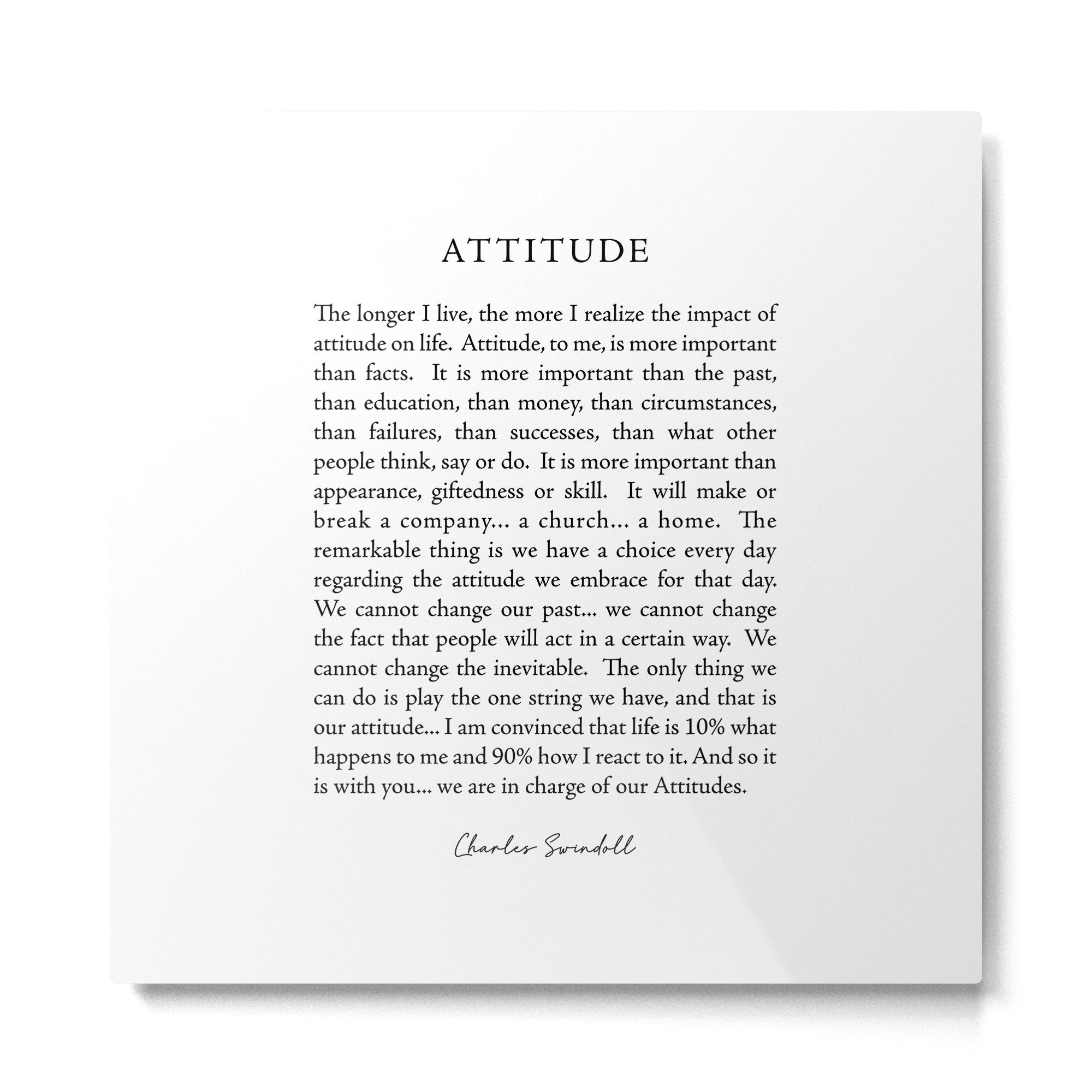 Charles Swindoll Quote, Attitude Metal Print | TeksDecor
