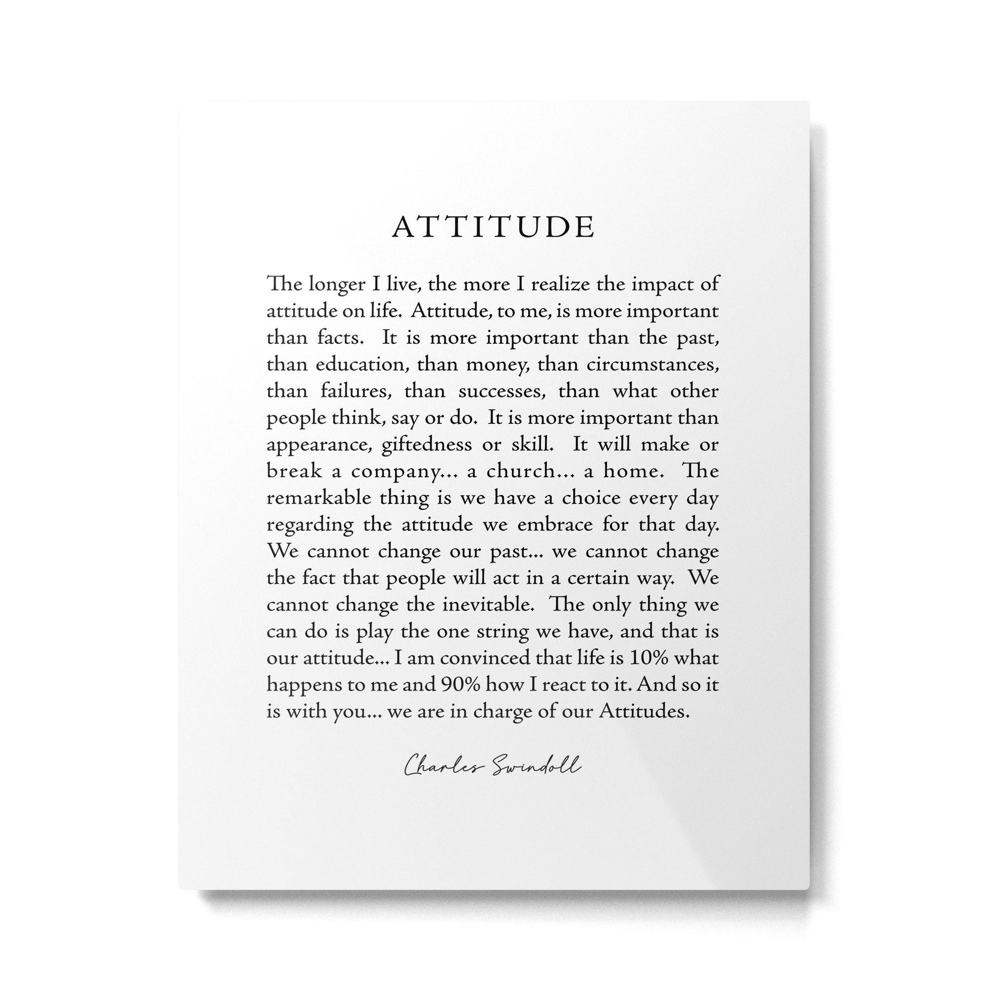 Charles Swindoll Quote, Attitude Metal Print | TeksDecor