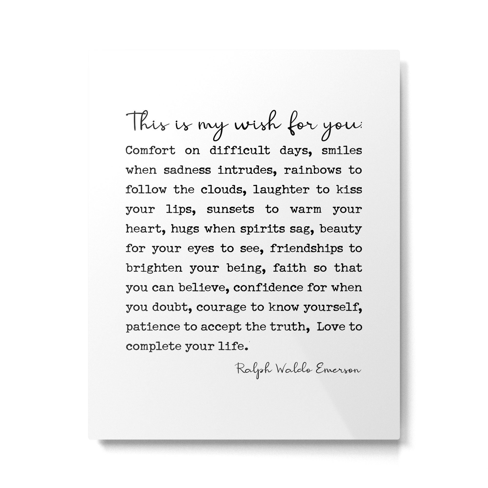 Ralph Waldo Emerson Quote, My Wish For You Metal Print | TeksDecor