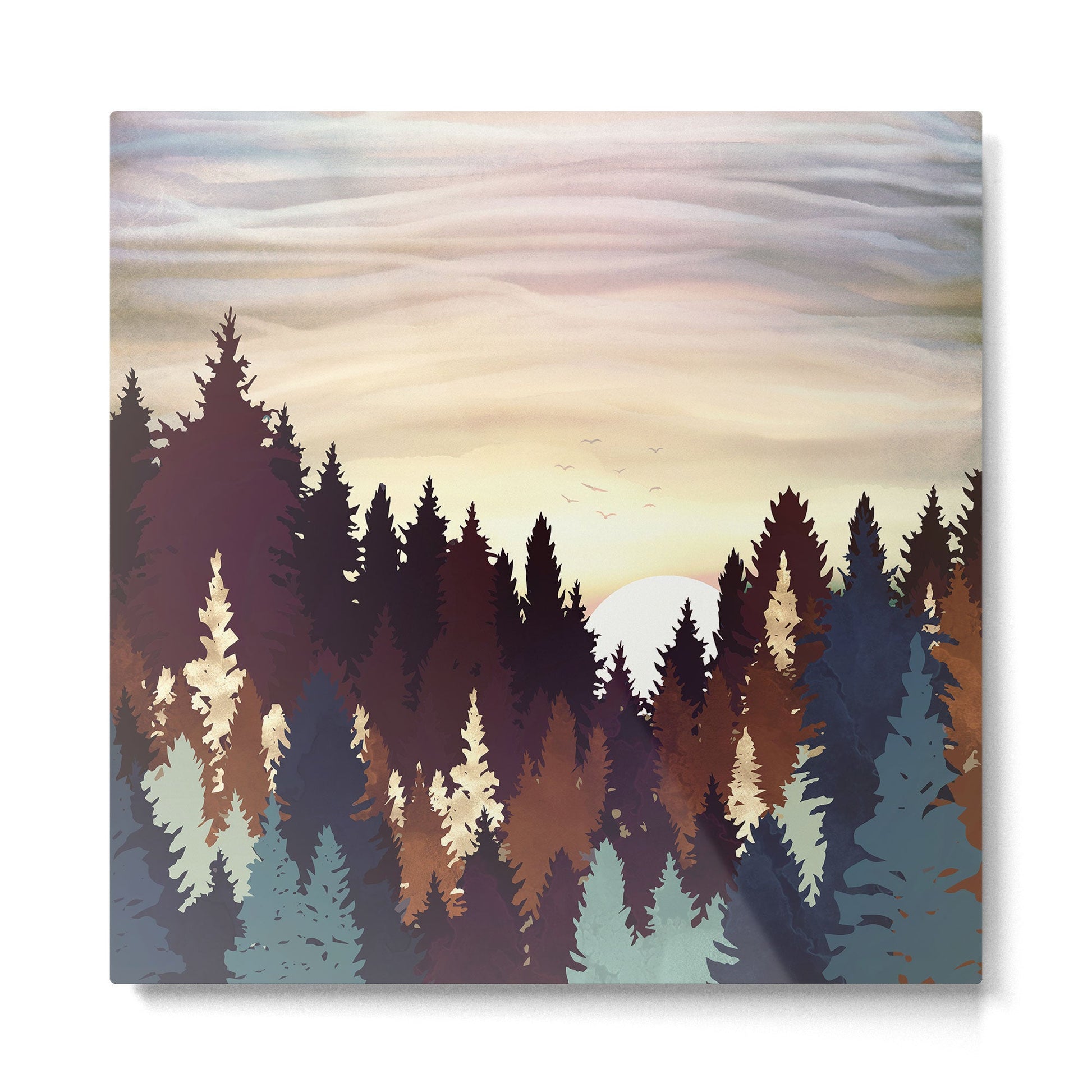 Autumn Forest Sunset Metal Print | TeksDecor