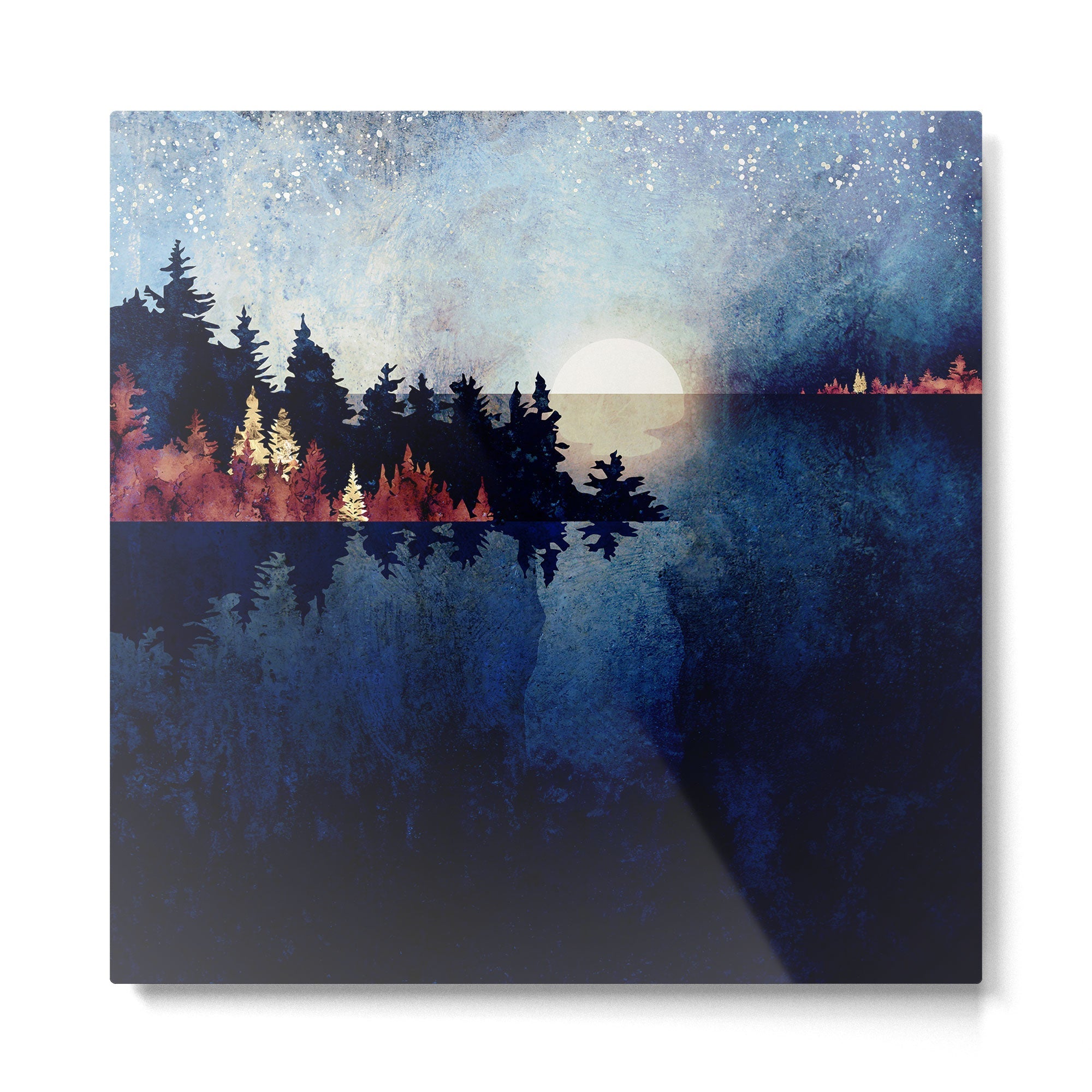 Autumn Moon Reflection Metal Print | TeksDecor