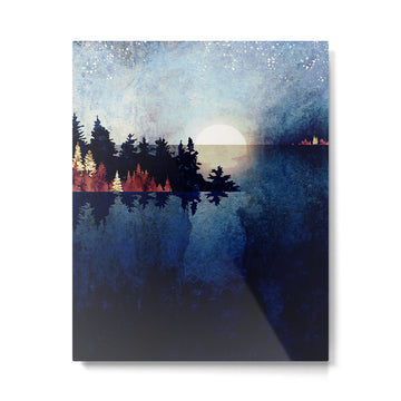 Autumn Moon Reflection Metal Print | TeksDecor