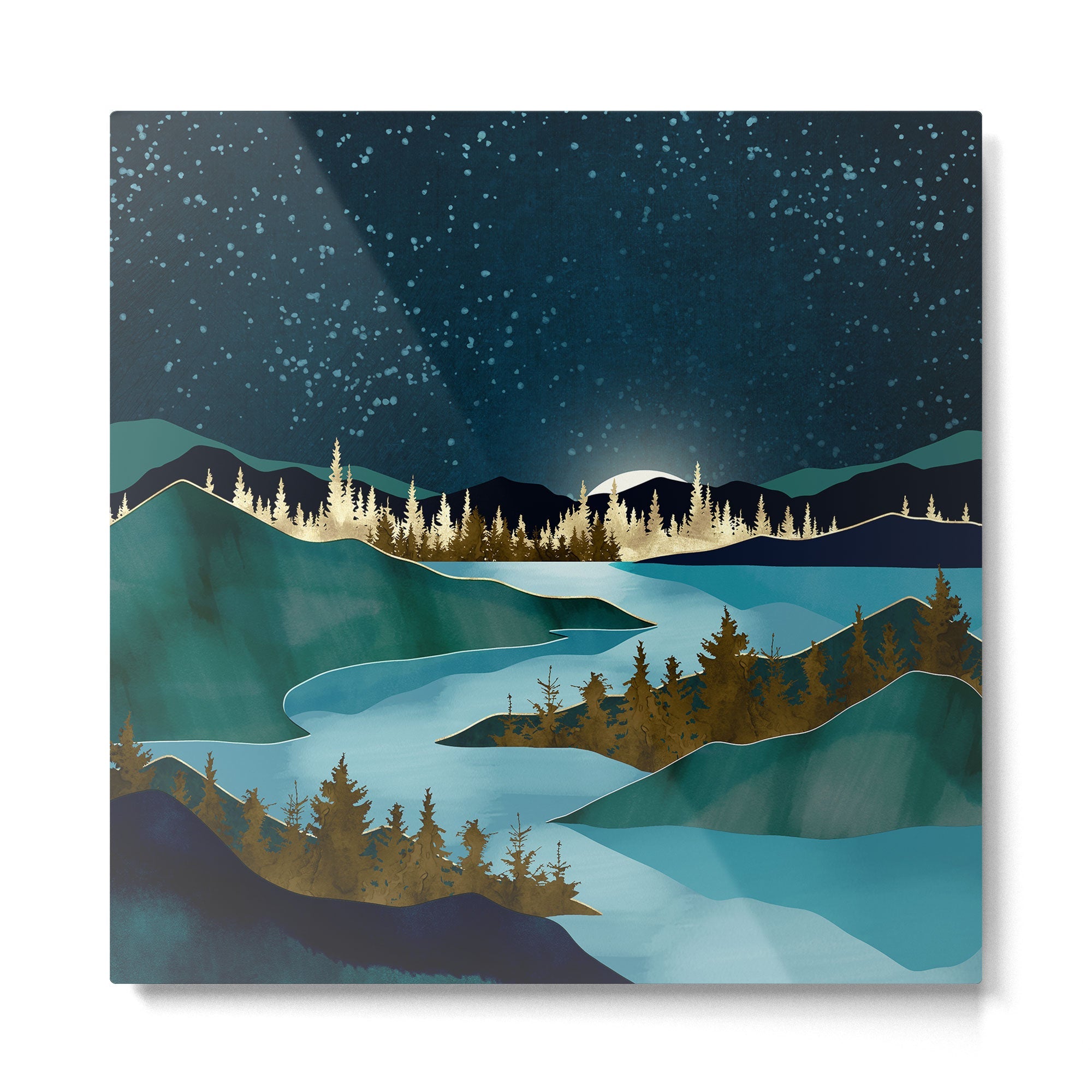 Autumn River Night Metal Print | TeksDecor