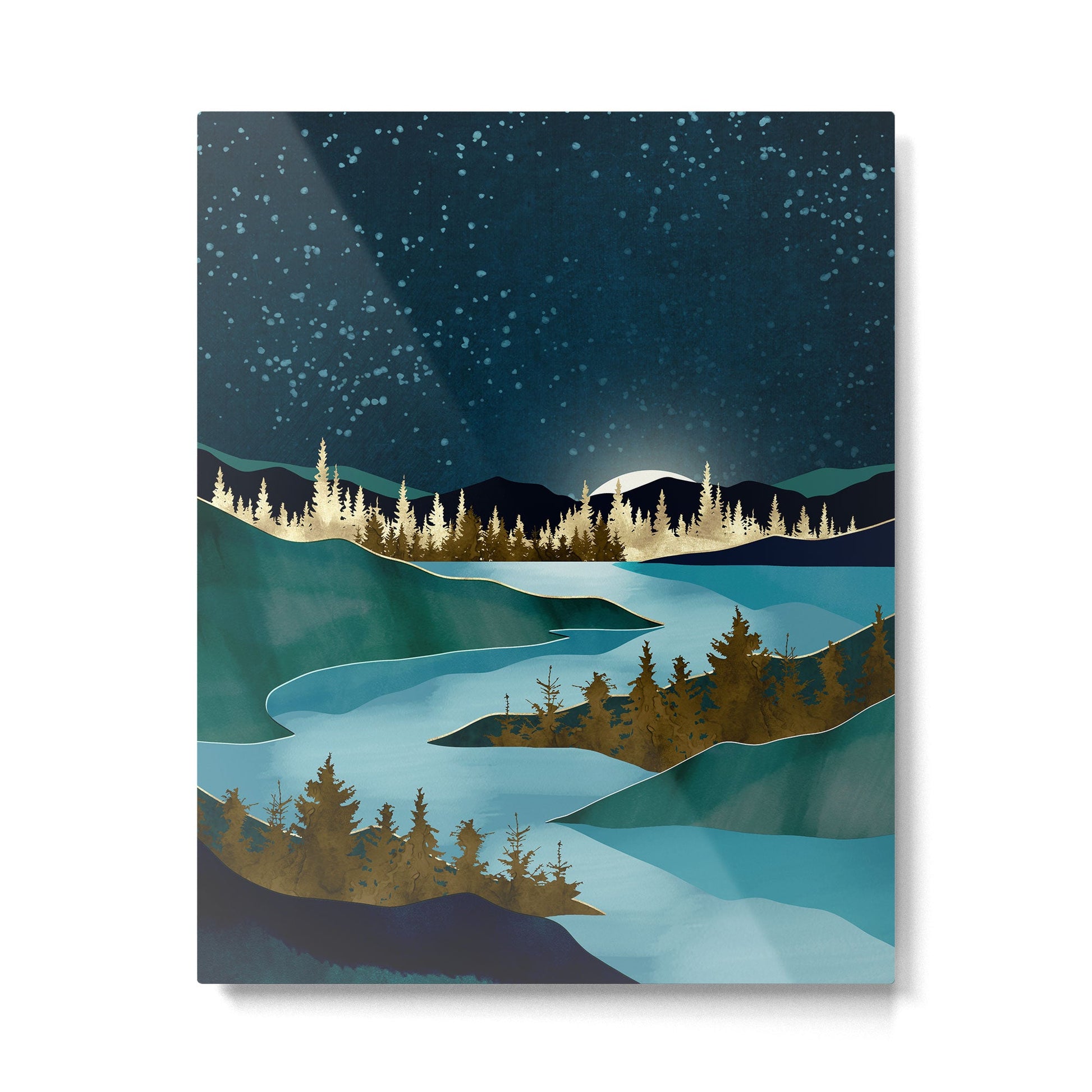 Autumn River Night Metal Print | TeksDecor