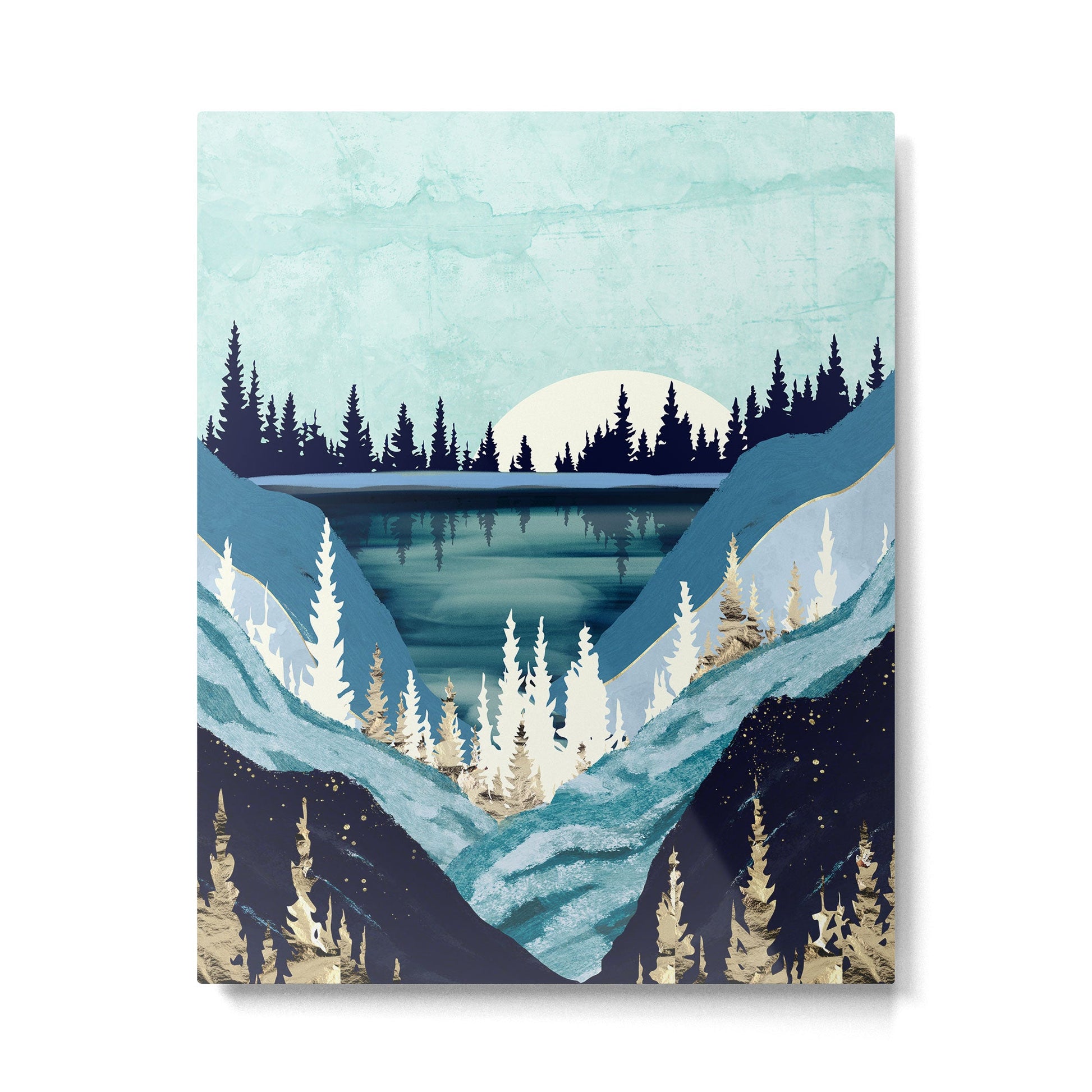 Blue Forest Lake Metal Print | TeksDecor