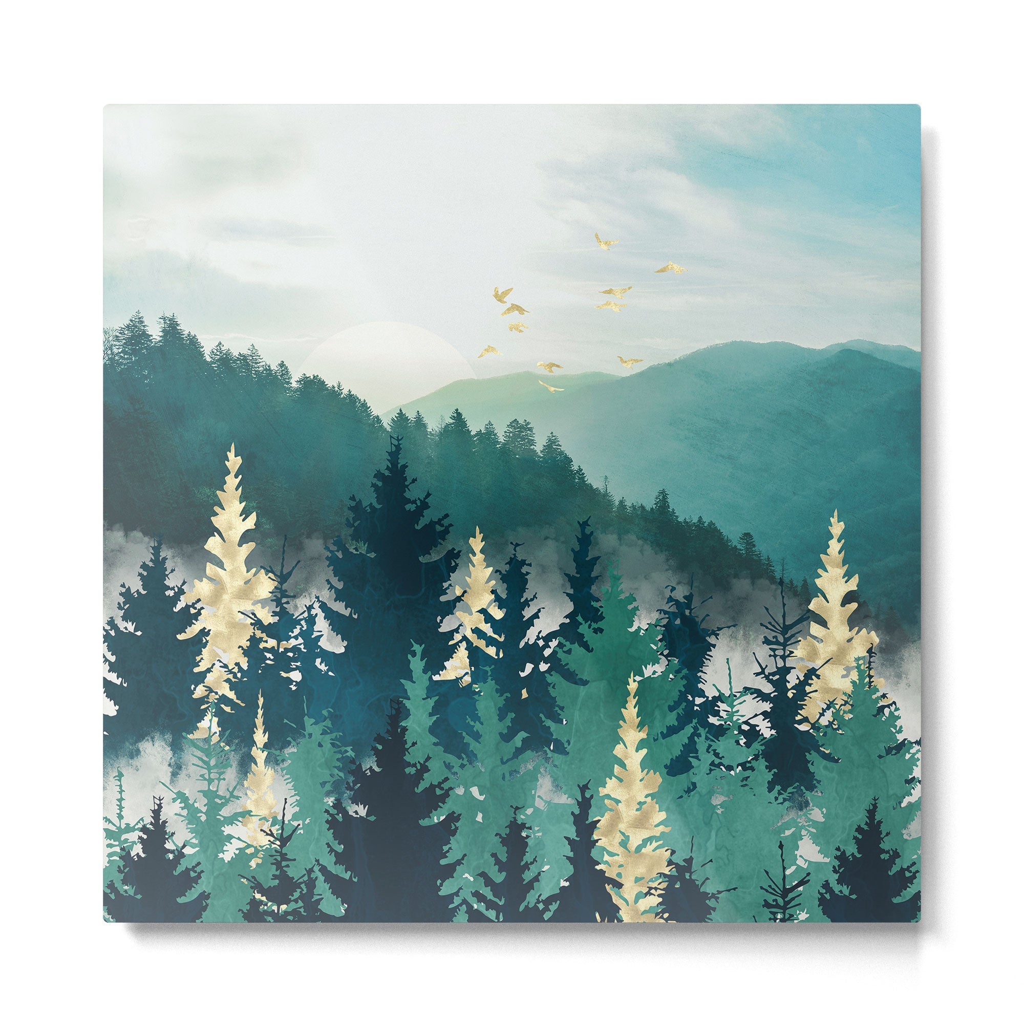 Blue Forest Mist Metal Print | TeksDecor