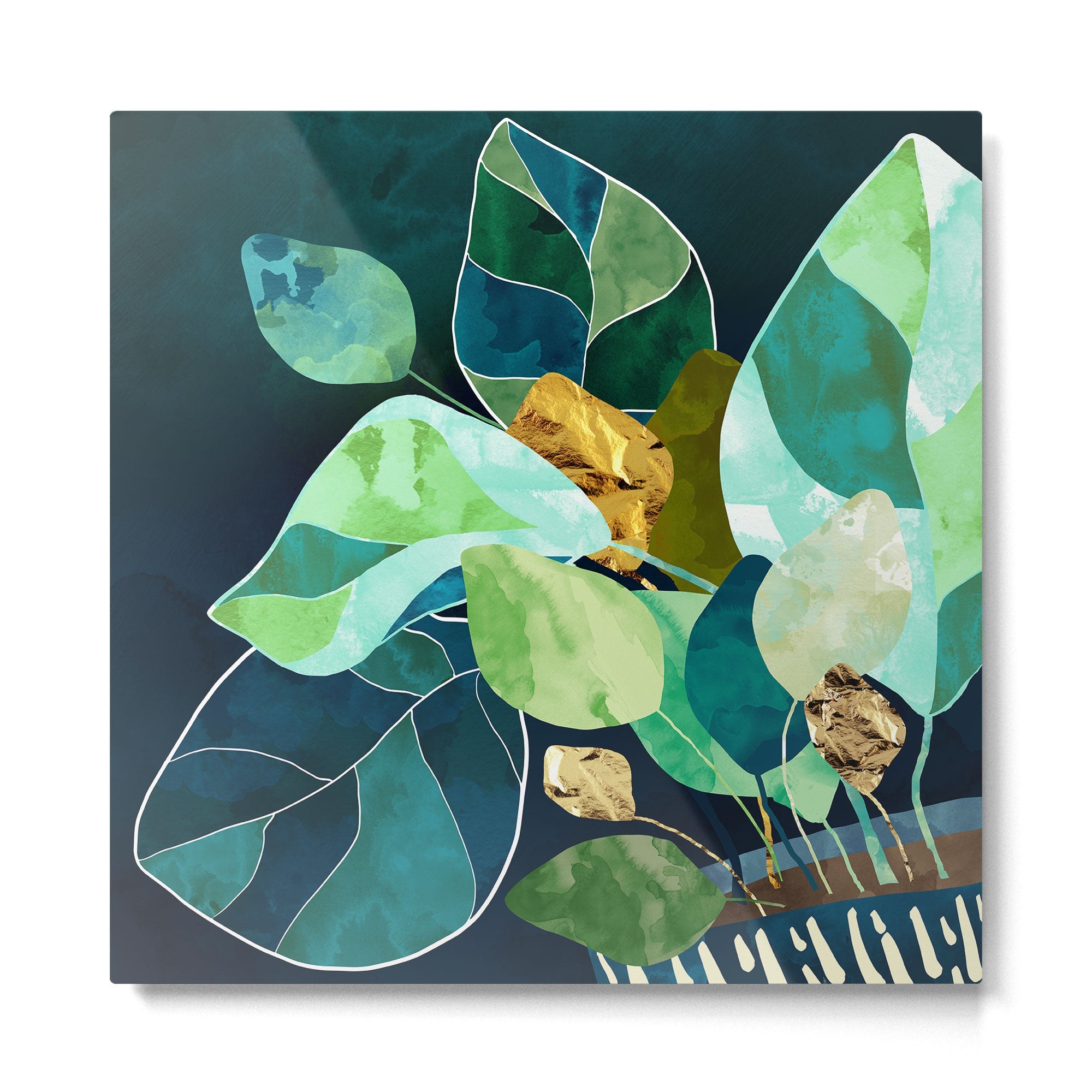 Indigo Plant I Metal Print | TeksDecor