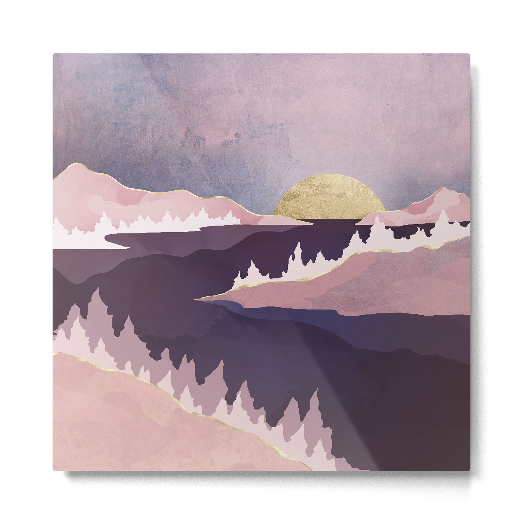 Mauve Lake Metal Print | TeksDecor