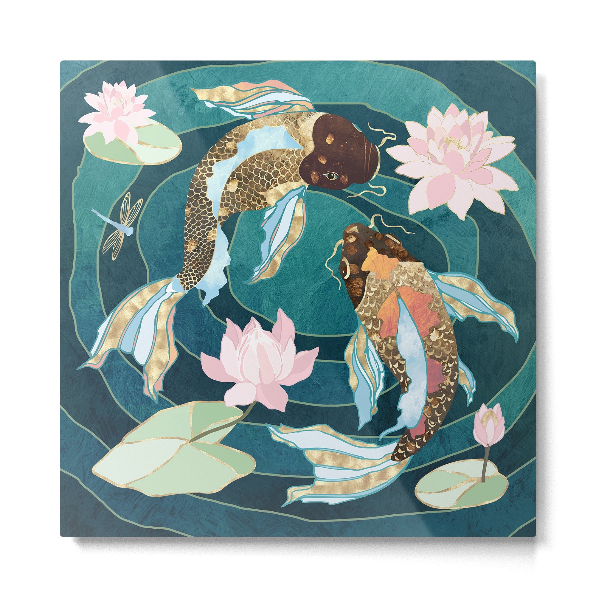 Metallic Koi III Metal Print | TeksDecor
