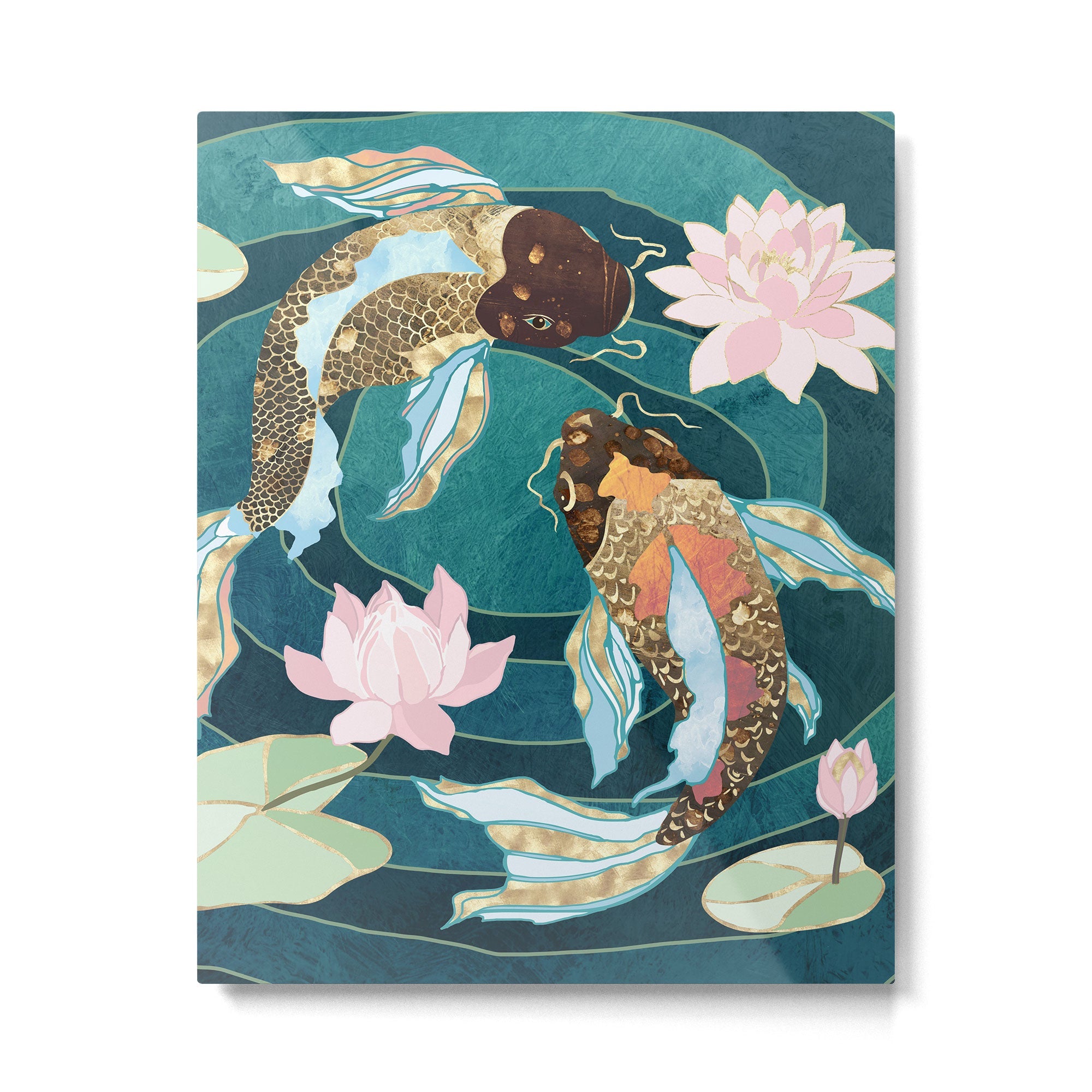 Metallic Koi III Metal Print | TeksDecor