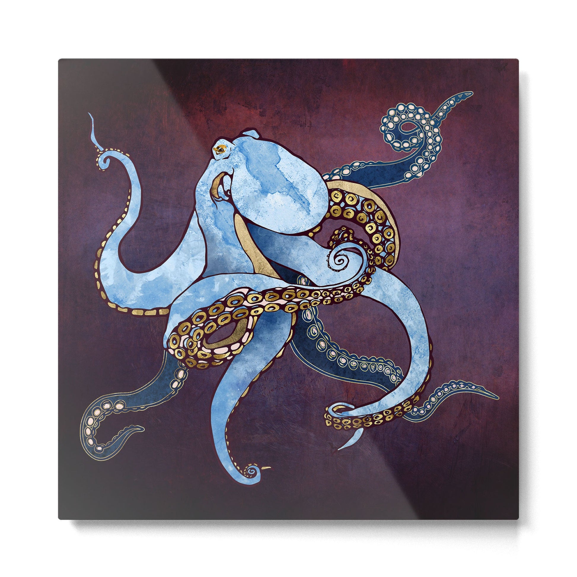 Metallic Octopus III Metal Print | TeksDecor