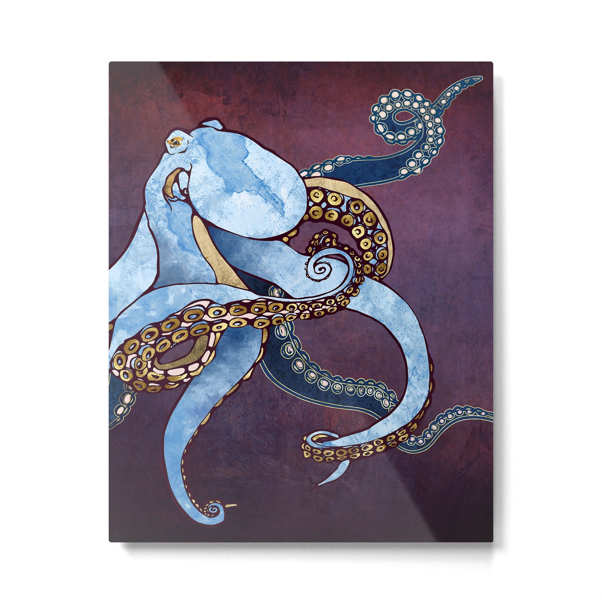 Metallic Octopus III Metal Print | TeksDecor