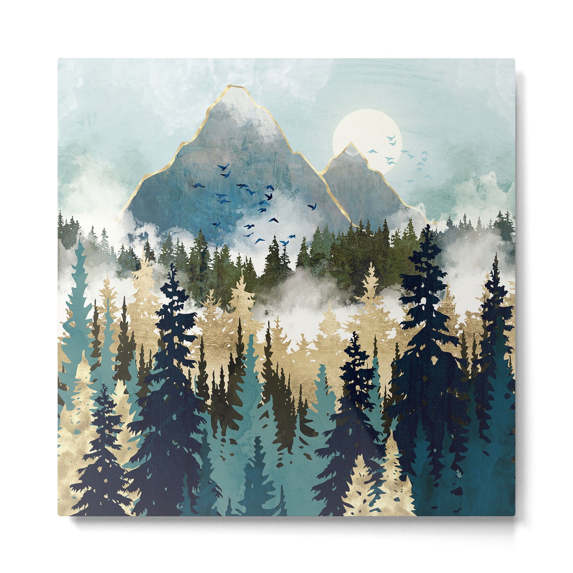 Misty Pines Metal Print | TeksDecor