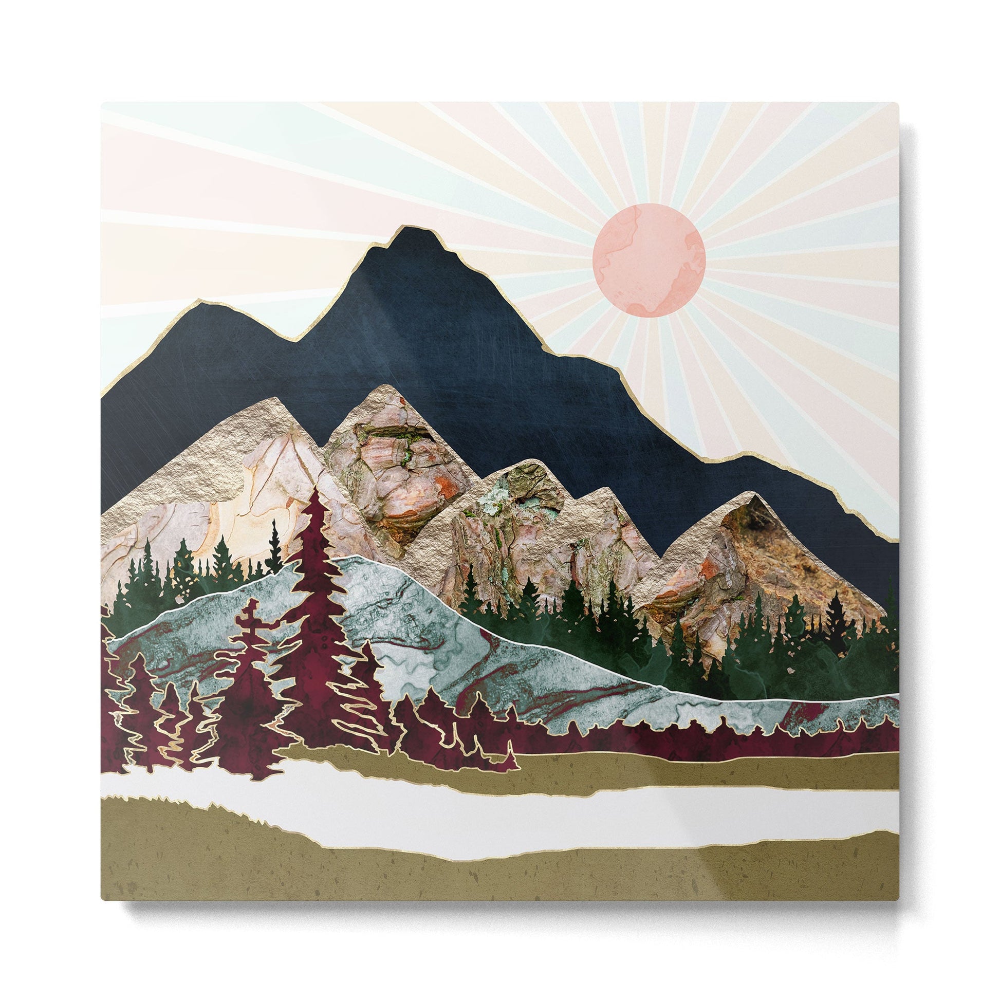 Retro Autumn Vista Metal Print | TeksDecor
