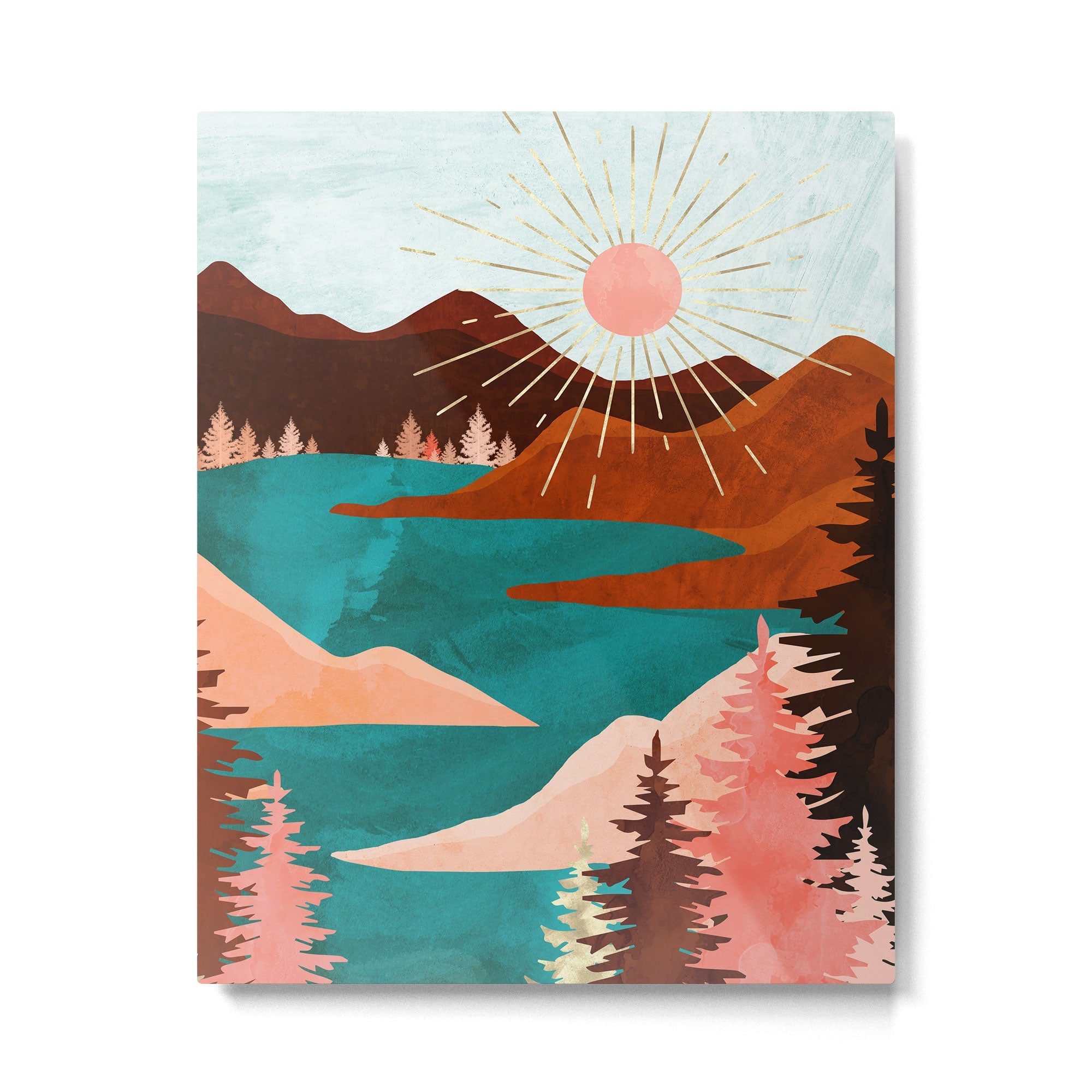 Retro Lake Metal Print | TeksDecor
