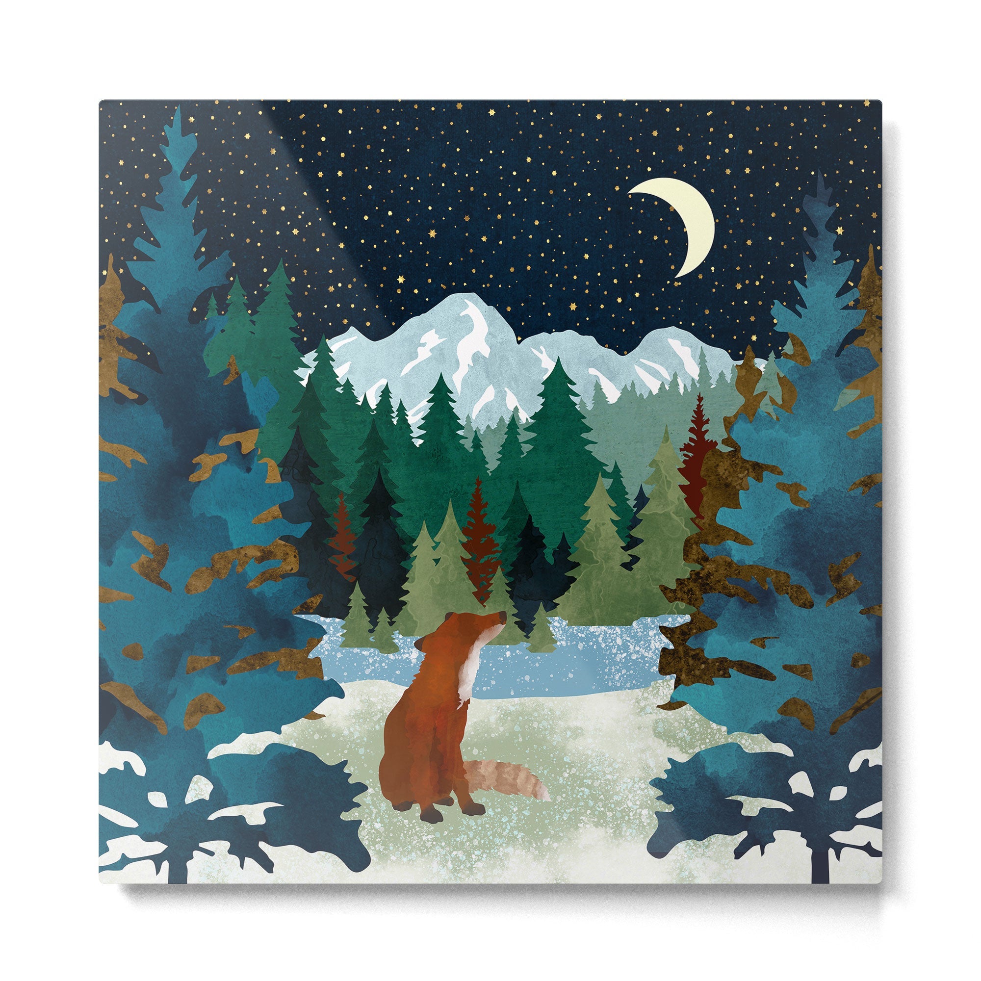 Winter Fox Vista Metal Print | TeksDecor