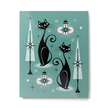 Mid Century Meow Atomic Kitty Christmas ?studioxtine Metal Print | TeksDecor