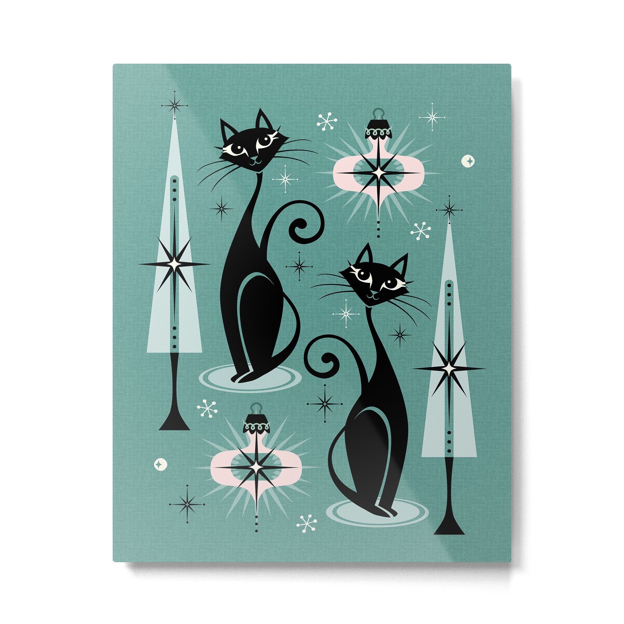 Mid Century Meow Atomic Kitty Christmas ?studioxtine Metal Print | TeksDecor