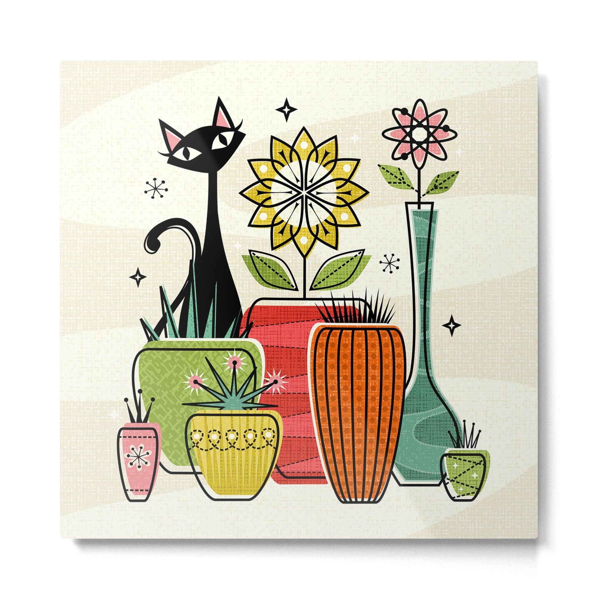 Plants, Pots, and a Pussycat ?studioxtine Metal Print | TeksDecor