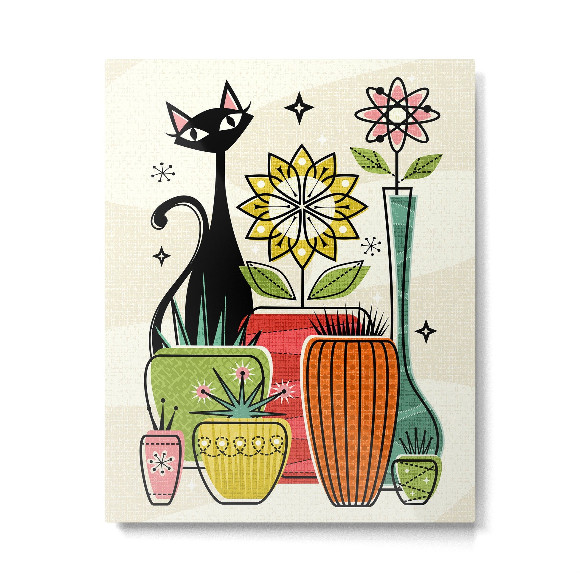 Plants, Pots, and a Pussycat ?studioxtine Metal Print | TeksDecor