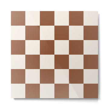 Checkered (Brown Cream) Metal Print | TeksDecor