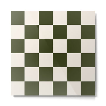 Checkered (Olive Cream) Metal Print | TeksDecor