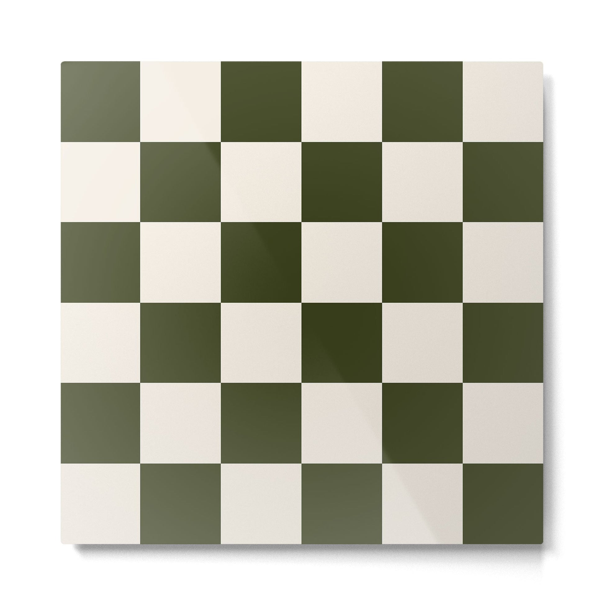 Checkered (Olive Cream) Metal Print | TeksDecor
