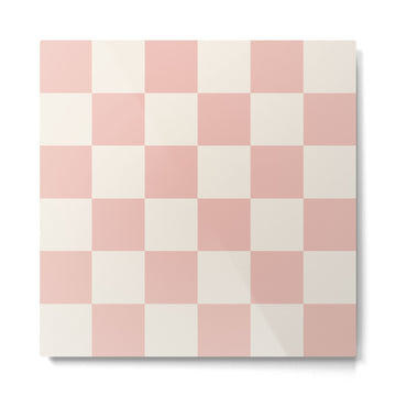 Checkered (Pink Cream) Metal Print | TeksDecor