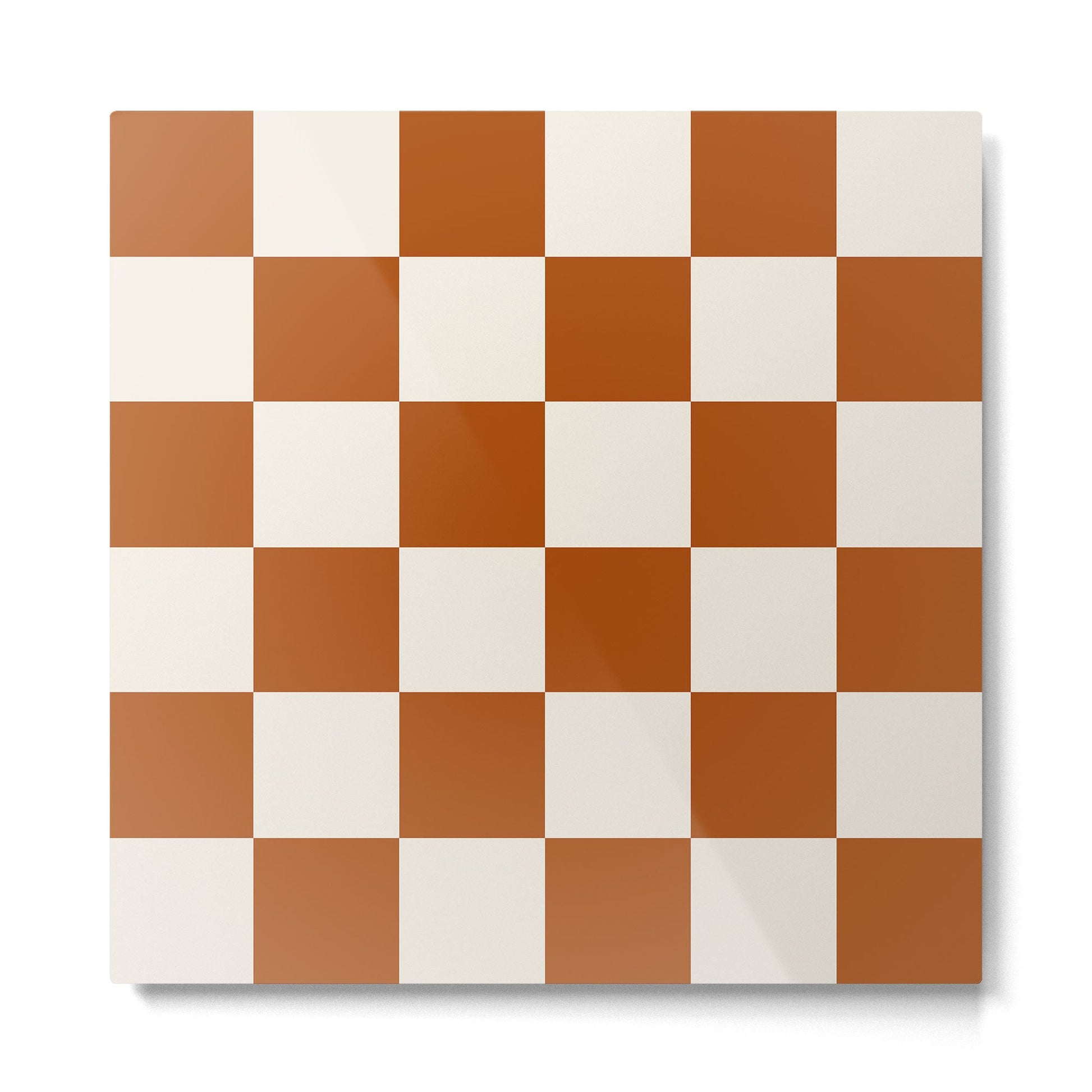 Checkered (Rust Cream) Metal Print | TeksDecor